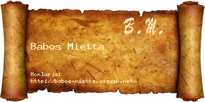 Babos Mietta névjegykártya